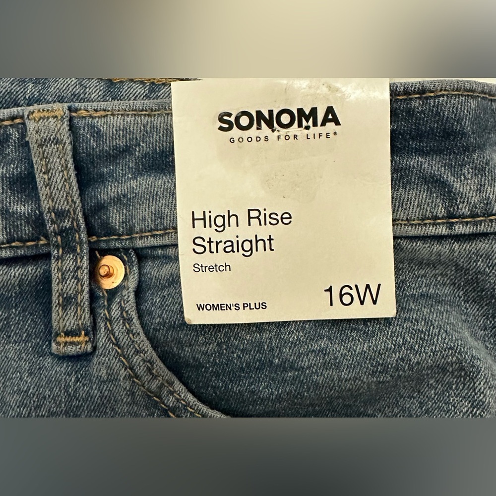 NWT Sonoma Women’s High Rise Straight Dark Blue Jeans Size 16W - Picture 6 of 6